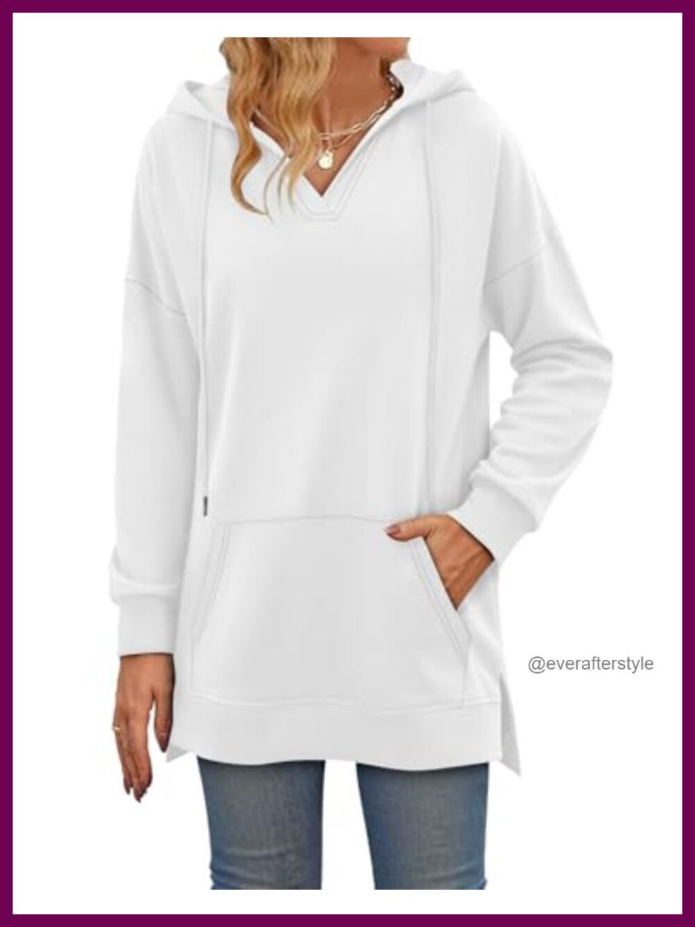 Women's Oversized Half Zip Hoodie Long Sleeve Pullover Sweatshirt with Kangaroo